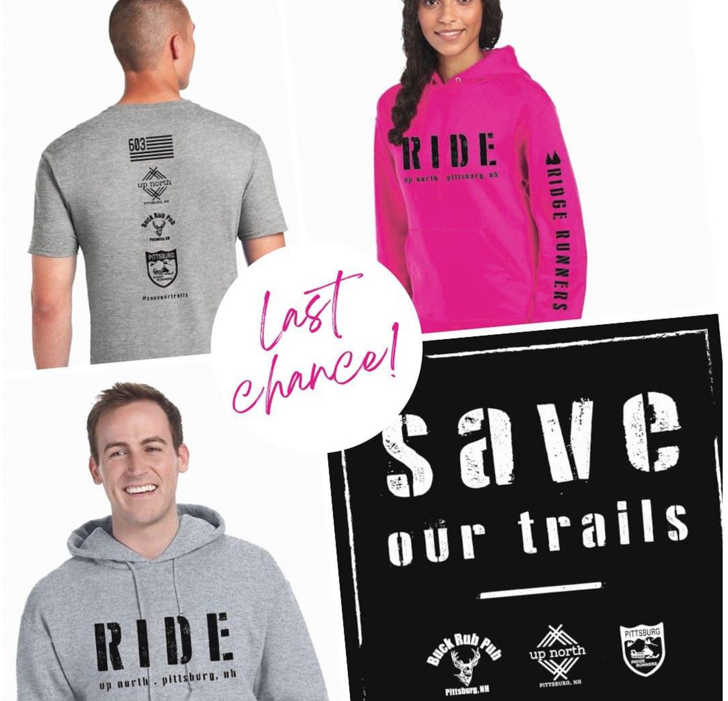 RIDE Up North Hoodie Pink- Pittsburg Ridge Runner Charity