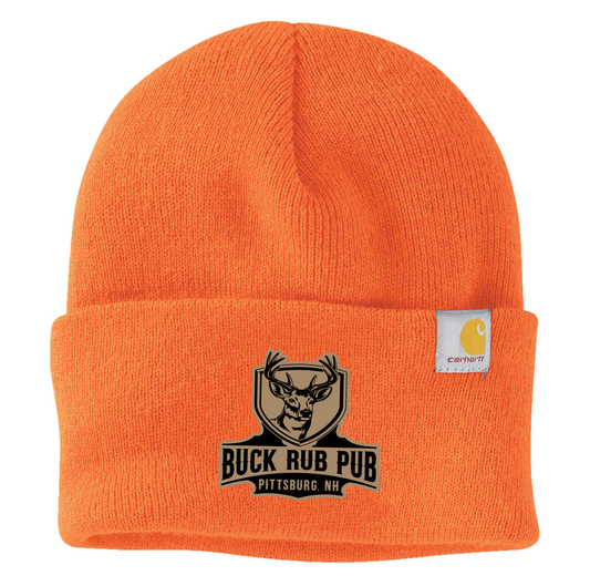 Carhartt Blaze Orange Hat with Buck Rub Patch