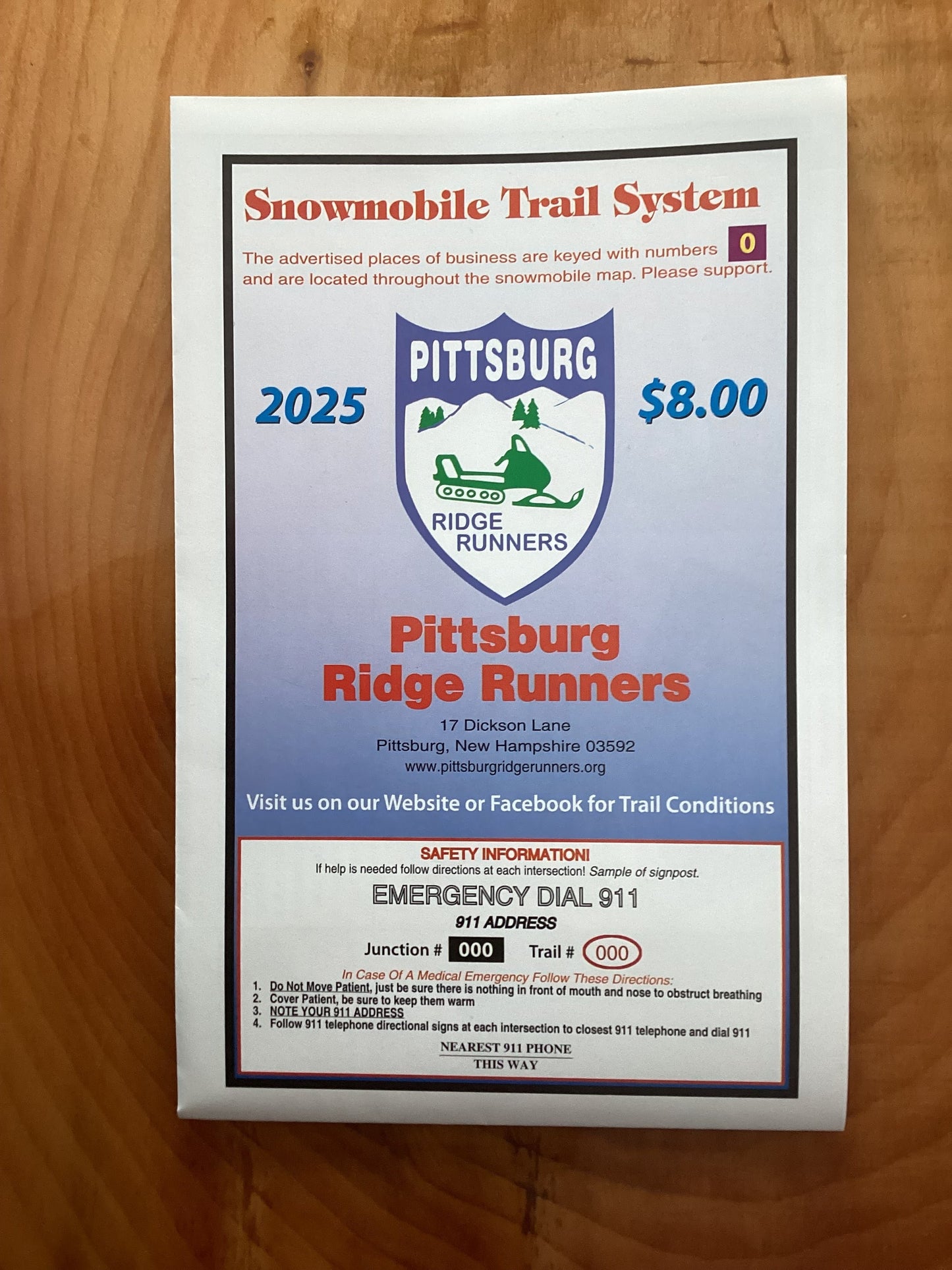 2025 Pittsburg Ridge Runners Snowmobile Map