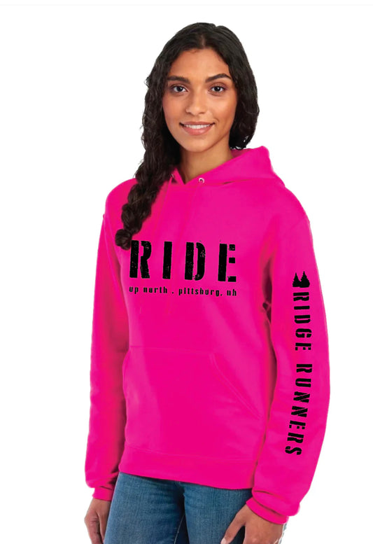 RIDE Up North Hoodie Pink-  Pittsburg Ridge Runner Charity