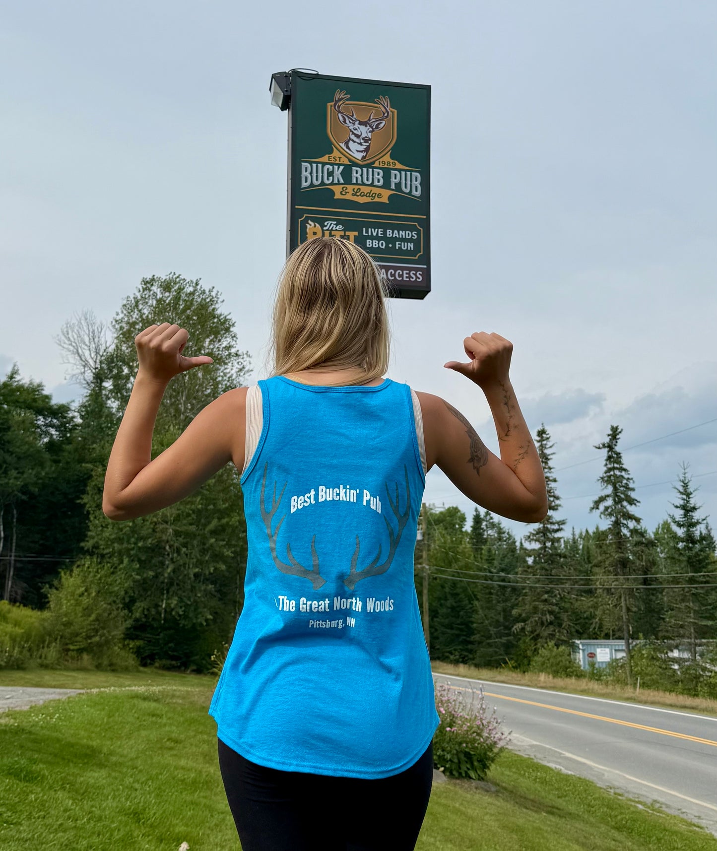 Best Buckin’ Pub Women's Neon Blue Tank
