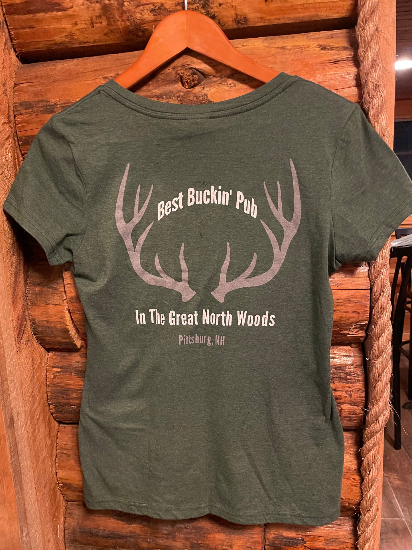 Best Buckin’ Pub Women's Forest Green V-Neck T-Shirt